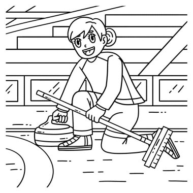 Curling Female Curler Deliver Stone 'un sevimli ve komik renkli bir sayfası. Çocuklar için saatlerce boyama eğlencesi sağlıyor. Renklendirmek için, bu sayfa çok kolaydır. Küçük çocuklar ve yeni yürümeye başlayanlar için uygun..