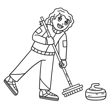 Curling Female Curler Sweeping 'in sevimli ve komik renkli sayfası. Çocuklar için saatlerce boyama eğlencesi sağlıyor. Renklendirmek için, bu sayfa çok kolaydır. Küçük çocuklar ve yeni yürümeye başlayanlar için uygun..