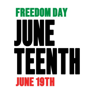 Özgürlük Günü 19 Haziran tipografi ve senaryo tasarımı, beyaz arka planda izole edilmiş. Metin tabanlı sanat ve yaratıcı kelime tasarımları için mükemmel bir vektör.