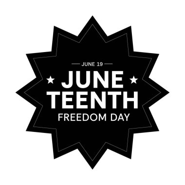  19 Haziran Özgürlük Günü tipografi ve senaryo tasarımı, beyaz arka planda izole edilmiş. Metin tabanlı sanat ve yaratıcı kelime tasarımları için mükemmel bir vektör.