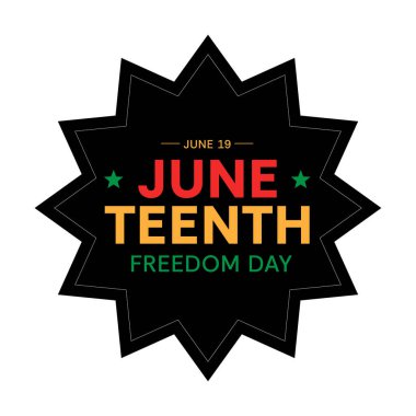  19 Haziran Özgürlük Günü tipografi ve senaryo tasarımı, beyaz arka planda izole edilmiş. Metin tabanlı sanat ve yaratıcı kelime tasarımları için mükemmel bir vektör.