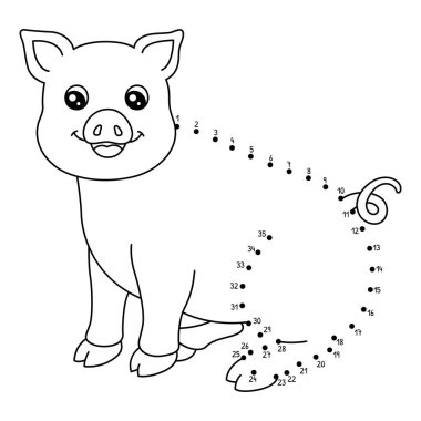 Noktaları Dot Hayvan Boyama Sayfasına bağlayan sevimli ve komik bir bağlantı.