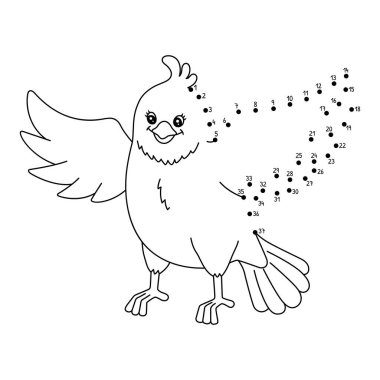 Noktalar 'ı Dot Bird Hayvan Boyama Sayfasına bağlayan sevimli ve komik bir bağlantı.