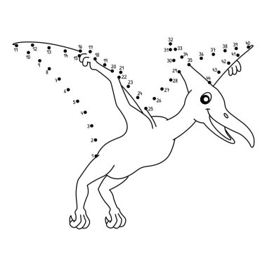 Noktaları şirin ve komik bir şekilde Pterodactyl Dinozor Hayvan Boyama sayfasına bağlıyor.