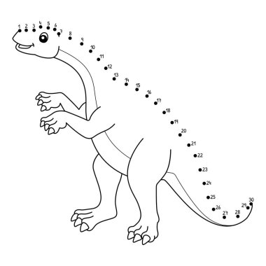 Noktaları şirin ve komik bir şekilde Nokta Lufengosaurus Dinozor boyama sayfasına bağlıyor..