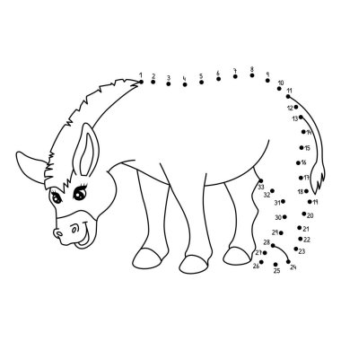 Noktaları Eşek Hayvan Boyama sayfasına bağlayan sevimli ve komik bir nokta.