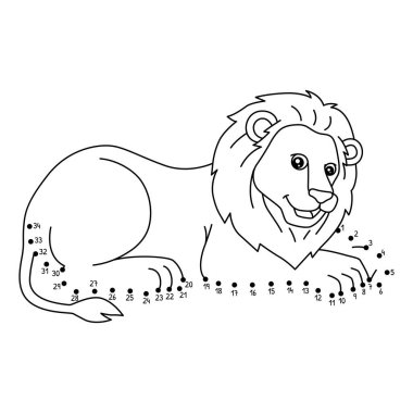 Noktaları Aslan Hayvan Boyama Sayfasına bağlayan şirin ve komik bir bağlantı.