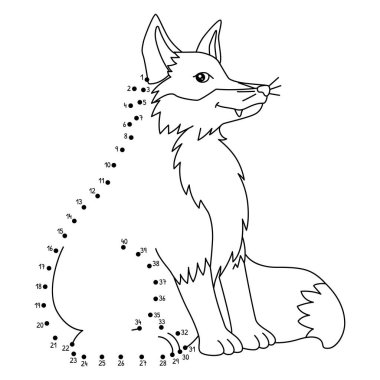 Noktalar 'ı Dot Fox Hayvan Boyama sayfasına bağlayan sevimli ve komik bir bağlantı.