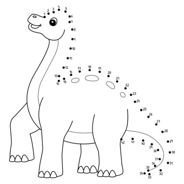 Brachiosaurus Dinozor Hayvan Boyama Sayfası 'nı şirin ve komik bir şekilde birleştiriyor.