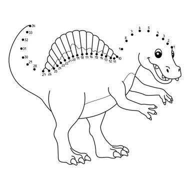 Hoş ve komik bir nokta Noktaları Spinosaurus Dinozor renklendirme sayfasına bağlıyor.
