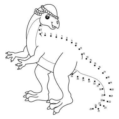 Güzel ve komik bir Noktaları Noktaya Bağlayan Dinozor Özentisi Hayvan Boyama Sayfası.