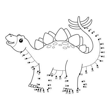 Güzel ve komik bir nokta nokta Stegosaurus Dinozor Hayvan Boyama sayfasına bağlıyor.