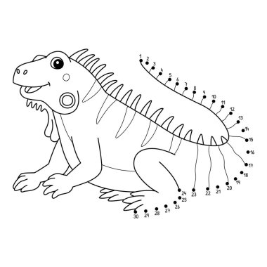 Sevimli ve komik Noktaları İguana Hayvan Boyama Sayfasına Bağla.