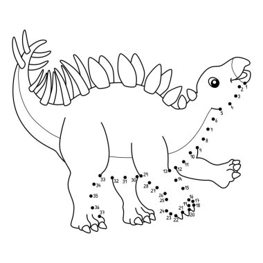 Noktaları şirin ve komik bir şekilde Dot Kentrosaurus Dinozor Hayvan Boyama sayfasına bağlıyor.