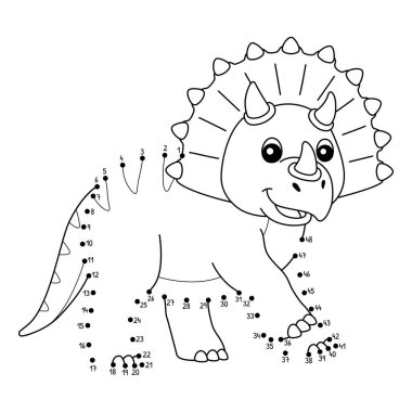 Sevimli ve komik bir bağlantı Noktaları Triceratops Dinozor Hayvan Boyama Sayfasına bağlıyor.