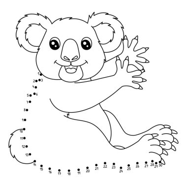 Sevimli ve komik Noktaları Koala Hayvan Boyama Sayfasına Bağla.