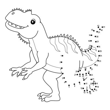 Noktaları şirin ve komik bir şekilde Dot Yangchuanosaurus Dinozor renklendirme sayfasına bağlıyor.