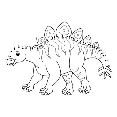 Noktaları şirin ve komik bir şekilde Dot Hesperosaurus Dinozor Hayvan Boyama sayfasına bağlıyor.