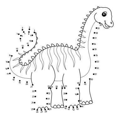 Noktaları Nokta Diplodocus Dinozor Hayvan Boyama sayfasına bağlayan sevimli ve komik bir nokta..
