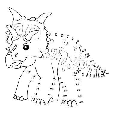 Noktaları şirin ve komik bir şekilde Nokta Xenoceratops Dinozor Hayvan Boyama Sayfasına bağlıyor.
