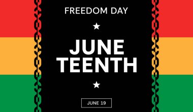 19 Haziran Özgürlük Günü yatay afişi web pankartları, posterler, tebrik kartları, davetiyeler veya şık vektör çizimleri olan şablonlar için mükemmeldir.