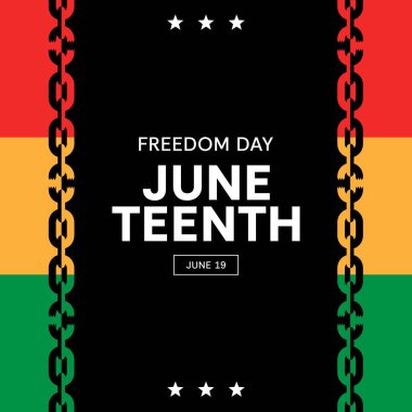 Özgürlük Günü 19 Haziran Kare Sancak arkaplanı web pankartları, afişler, tebrik kartları, davetiyeler veya şık vektör çizimleri olan şablonlar için mükemmeldir. 