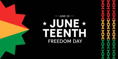 19 Haziran Özgürlük Günü Panoramik afişi web pankartları, posterler, tebrik kartları, davetiyeler veya şık vektör resimli şablonlar için mükemmeldir.