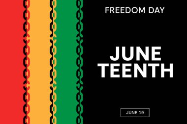 19 Haziran Özgürlük Günü yatay afiş arkaplan web pankartları, posterler, tebrik kartları, davetiyeler veya şık vektör çizimleri olan şablonlar için mükemmeldir.