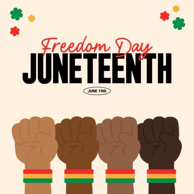 19 Haziran Özgürlük Günü arkaplanı web pankartları, afişler, tebrik kartları, davetiyeler veya şık vektör çizimleri olan şablonlar için mükemmeldir. 