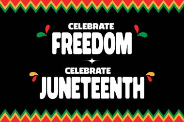 Haziran Özgürlük Günü 'nü kutlamak için yatay afiş arkaplanı web pankartları, posterler, tebrik kartları, davetiyeler veya şık vektör resimleme tasarımlı şablonlar için mükemmeldir.