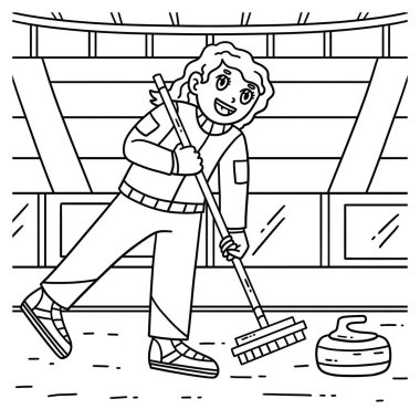 Curling Female Curler Sweeping 'in sevimli ve komik renkli sayfası. Çocuklar için saatlerce boyama eğlencesi sağlıyor. Renklendirmek için, bu sayfa çok kolaydır. Küçük çocuklar ve yeni yürümeye başlayanlar için uygun..