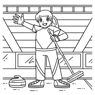 Curling Curler Curler Holding Broom 'un sevimli ve komik renkli sayfası. Çocuklar için saatlerce boyama eğlencesi sağlıyor. Renklendirmek için, bu sayfa çok kolaydır. Küçük çocuklar ve yeni yürümeye başlayanlar için uygun..