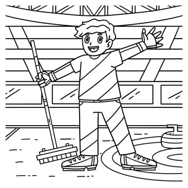 Süpürgeli bir erkek sporcunun sevimli ve komik renkli sayfası. Çocuklar için saatlerce boyama eğlencesi sağlıyor. Renk, bu sayfa çok kolay. Küçük çocuklar ve yeni yürümeye başlayanlar için uygun..