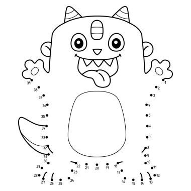 Sevimli ve komik Noktaları Aptal Canavar boyama sayfasına bağlıyor.