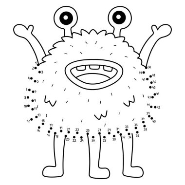 Noktaları Konuşan Canavar boyama sayfasına bağlayan sevimli ve komik bir nokta..