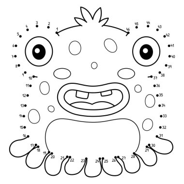 Noktaları Canavar Balık Boyama sayfasına bağlayan sevimli ve komik bir nokta..