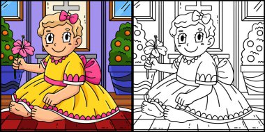 Bu boyama sayfasında Beyaz Giysili Vaftiz Bebeği var. Bu illüstrasyonun bir tarafı renkli ve çocuklar için bir ilham kaynağı..