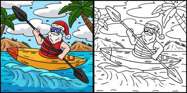 Bu boyama sayfası Noel Baba Kano 'sunda bir Noel' i gösteriyor. Bu illüstrasyonun bir tarafı renkli ve çocuklar için bir ilham kaynağı..