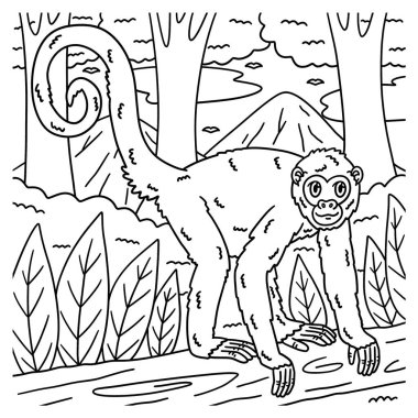 Örümcek maymunun şirin ve komik renkli sayfası. Çocuklar için saatlerce boyama eğlencesi sağlıyor. Renklendirmek için, bu sayfa çok kolaydır. Küçük çocuklar ve yeni yürümeye başlayanlar için uygun..