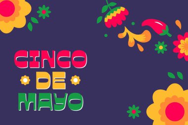 Cinco de Mayo Poster Afişi web pankartları, posterler, tebrik kartları, davetiyeler veya şık vektör illüstrasyonlu şablonlar için mükemmeldir. 