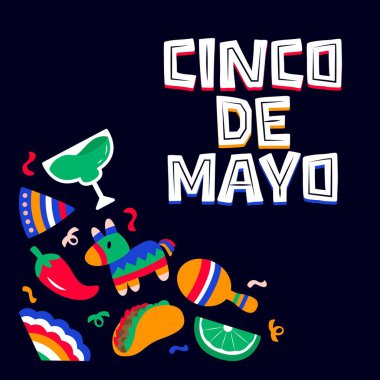 Cinco de Mayo Poster Meydanı afişleri, afişler, tebrik kartları, davetiyeler veya şık vektör illüstrasyon tasarımlı şablonlar için mükemmeldir. 