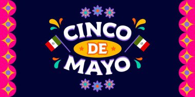 Cinco de Mayo Poster Panoramik afişi web pankartları, posterler, tebrik kartları, davetiyeler veya şık vektör illüstrasyon tasarımlı şablonlar için mükemmeldir. 