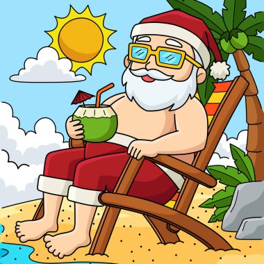 Bu karikatür, temmuzda Noel Baba 'nın rahatlatıcı bir resmini gösteriyor..