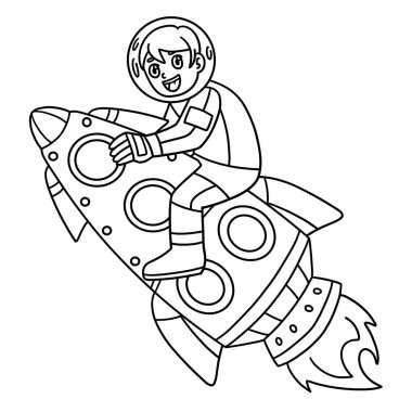 Uzay Astronotunun Rokete Binen şirin ve komik renkli bir sayfası. Çocuklar için saatlerce boyama eğlencesi sağlıyor. Renklendirmek için, bu sayfa çok kolaydır. Küçük çocuklar ve yeni yürümeye başlayanlar için uygun..