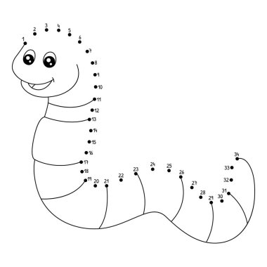 Noktaları şirin ve komik bir şekilde Nokta Solucan Çiftliği Hayvan Boyama Sayfasına bağlıyor.