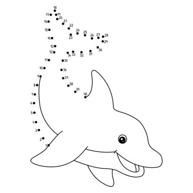 Noktaları Noktaya bağlayan sevimli ve komik bir sayfa. Boyama sayfası..