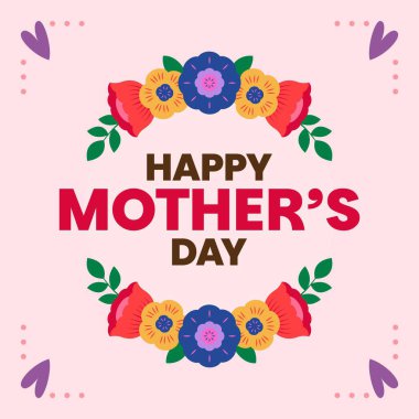 Mutlu Anneler Günü Poster Meydanı afişi web pankartları, posterler, tebrik kartları, davetiyeler veya şık vektör resimleme tasarımlı şablonlar için mükemmeldir.