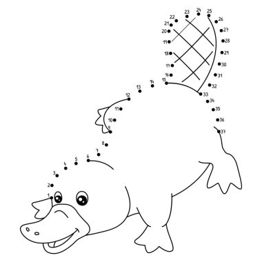 Noktaları şirin ve komik bir şekilde Platypus Hayvan Boyama sayfasına bağlıyor.