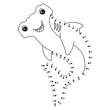 Noktaları Noktaya bağlayan sevimli ve komik bir sayfa. Boyama sayfası..