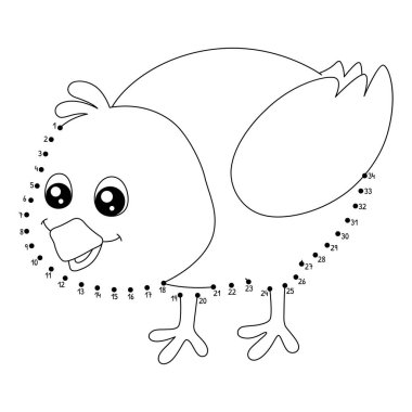 Noktaları, Dot Piliç Çiftliği Hayvanları Boyama sayfasına bağlayan sevimli ve komik bir nokta..